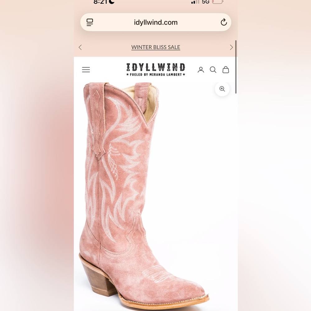 IDYLLWIND BY MIRANDA LAMBERT BLUSH PINK SIZE 9 CHARMED LIFE SUEDE WESTERN BOOT - Picture 6 of 6